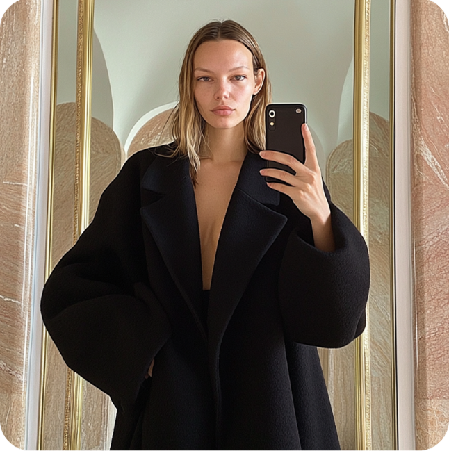 Woman taking mirror selfie - Snap or Upload